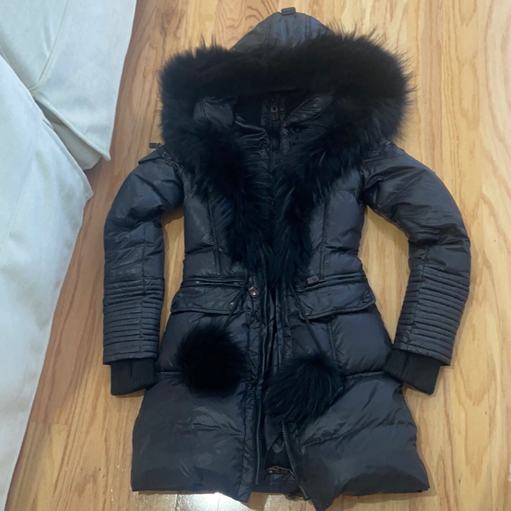 Gorgeous Nicole Benisti jacket with black fur.
